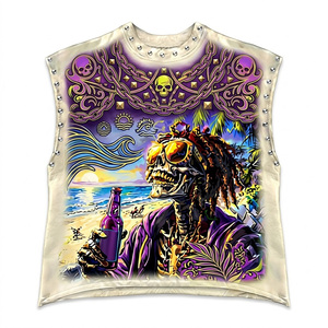 Camiseta sin mangas con estampado DTG de diamantes de imitación personalizados, 100% algodón, tela suave, estilo vintage moderno, para un uso cómodo unisex. - Product Image 1