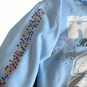 Sudadera con capucha extragrande personalizada con cremallera y pedrería multicolor, de 450 g/m², 100% algodón polar, precio económico. - Product Image 3