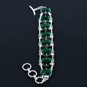 Emerald Gemstone Handmade <b>Bracelet</b> 925 <b>Sterling</b> <b>Silver</b> Adjustable Clasp Statement Jewelry Bold Gift For Her - Product Image 6
