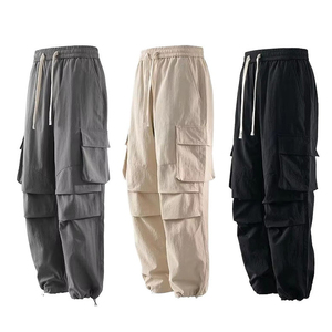 Pantalones Cargo Casuales para Hombre, Corte Holgado, Multibolsillos, para Senderismo, con Cordón Ajustable en el Tobillo, Resistentes, Estilo Urbano - Product Image 1