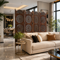 Paravent décoratif en bois pliable à 4 panneaux |   Paravent sculpté artisanal pour chambre à coucher, salon, décoration intérieure