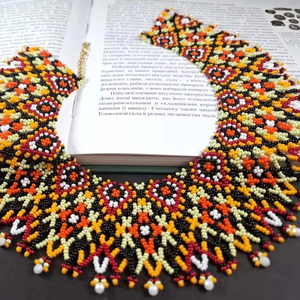 HIGH QUALITY Handmade Ukrainian Beaded Necklace – Traditional Seed <b>Bead</b> Collar – Native Slavic Ethnic Jewelry - Product Image 1