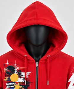<b>Red</b> Solid Heavyweight Full Zip 100% Cotton <b>Hoodie</b> and Track Pants Set Vintage Streetwear for Autumn - Product Image 5