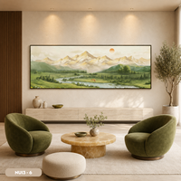Peinture murale en soie paysage montagne et forêt, œuvre d'art faite à la main, décoration intérieure moderne, marque HALO, modèle NUI3 - 6, bon prix