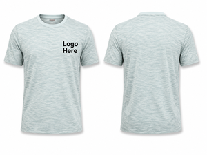 Men's Light Gray Solid Quick Dry Short Sleeve T-<b>Shirt</b> Regular Fit O-Neck Printed Logo Front Casual Knitted <b>Polyester</b> - Product Image 1