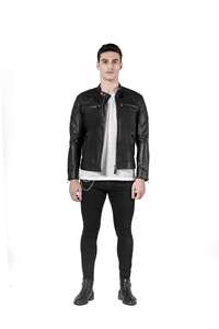 Chaqueta de Cuero Genuino para Hombre, Diseño con Parches en los Hombros, Estilo Universitario Transpirable, Logotipo Personalizado, Patrón Clásico, Primavera Invierno - Product Image 2