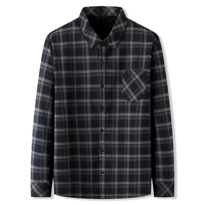 Camisas Personalizadas de Manga Larga para Hombre, Forradas de Franela, Cuello Alto, Primaverales, Ecológicas, Antiarrugas, de Lona de Algodón, Tallas Grandes - Product Image 1