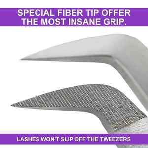 Pinzas Profesionales para Extensión de Pestañas Rusas de 90 y 45 Grados, Pinzas de Acero Inoxidable Ecológicas con Puntas de Fibra para Pestañas - Product Image 2