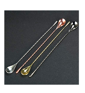 Cuillère à cocktail en cuivre et acier inoxydable, outils de bar, long manche torsadé, prix de gros - Product Image 5