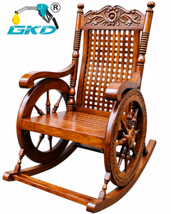 Fauteuil à bascule en bois GKD, artisanat traditionnel, écologique et durable, avec dossier en treillis rembourré de mousse, pour salon - Product Image 1