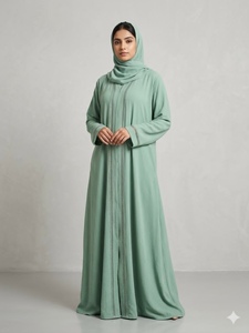 Abaya Larga Floral para Mujer, Hecha a Mano, Transpirable, Antiarrugas, con Frente Abierto, Largo hasta el Suelo, Modesta, para Bodas, Eid, Ramadán - Product Image 4