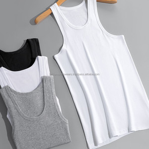 Sous-vêtement noir sans manches en polyester/coton, couleur unie, respirant, coupe classique - Product Image 3