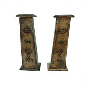 Laxmans <b>Indian</b> Incense Burner Hand Carved Mango Wood Incense Sticks Box With Hexa Shaped For Religious Daily Use Wholesale - Product Image 2