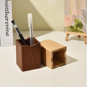 Support à stylos en bois fait main, organiseur de bureau en bois massif, porte-crayons rustique en bois, support pour stylos-plume - Product Image 5