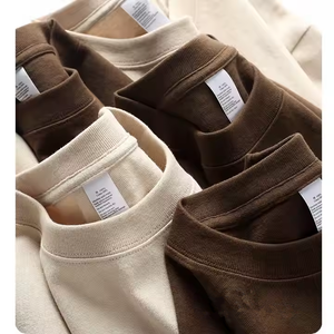 Haute qualité 100% coton coupe régulière hommes T-Shirt motif solide tricoté tissu personnalisé imprimé poids lourd - Product Image 1