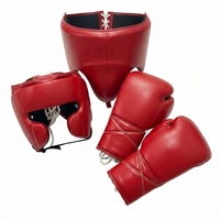 Ensemble de sparring professionnel : Gants de boxe, protège-tête, protège-gland, équipement de sparring en cuir de vachette de haute qualité