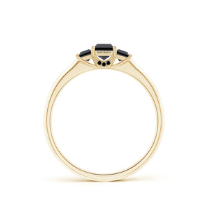แหวนหมั้นเพชรดำทรงปรินเซสคัทสุดหรูสำหรับผู้หญิง ทอง 10K/14K/18K และเงิน 925/935 ชุบโรเดียม - Product Image 3