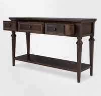Table console en bois massif au design moderne avec 3 tiroirs, style industriel, rangement pour salon, appartement