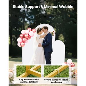 Set di 3 Supporti ad Arco in Metallo Dorato 6/5/4 ft, Struttura Stabile e Facile Montaggio per Matrimoni - Product Image 4