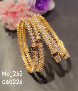 KVM Meenakari Gold Plated <b>Copper</b>-Based Alloy Enamel Bridal <b>Bangle</b> Geometric Bezel Setting | Trendy Women's Jewelry <b>Bangles</b> 05 - Product Image 5