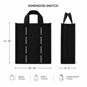 AMANI Laminated Black Canvas <b>Drawstring</b> Tote <b>Bag</b> <b>Waterproof</b> Promotional Shopping <b>Bag</b> Custom Logo Reusable Heavy Duty Gusset Bulk - Product Image 2