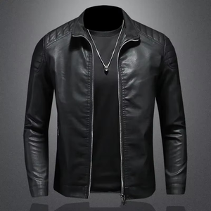 Veste Homme Personnalisée Haut de Gamme en Cuir d'Agneau Véritable, Style Motard, Marque Privée, OEM, Streetwear Tendance, Imperméable, Hiver, Col Montant - Product Image 4
