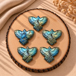 Sculpture d'aigle en labradorite de 30 mm, pendentif artisanal en pierre précieuse pour la fabrication de bijoux, décoration, artisanat, fournitures en gros - Product Image 5
