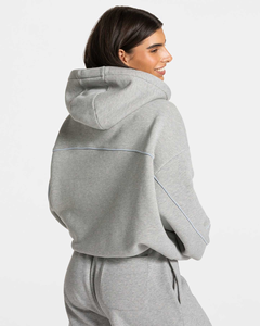Ensemble de survêtement décontracté 2-en-1 pour femme grande taille avec logo personnalisé, demi-fermeture éclair, sweat à capuche et pantalon long, idéal pour l'hiver - Product Image 4