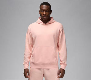 Men's Pink Hooded Sweatshirt Regular Fit Knitted Casual Autumn Wear With Pocket Design Solid Color Fleece Material - Product Image 1