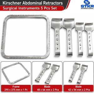 Rétracteurs abdominaux Kirschner, lot de 5 pièces, cadre 295x275mm, lames 48x66mm, 42x54mm, instruments chirurgicaux, rétracteur chirurgical - Product Image 1