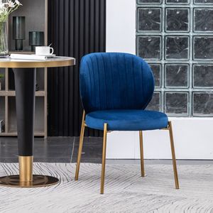 Sedia da Pranzo Contemporanea Amoa in Velluto Blu - Product Image 1