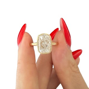 Luxury 3 Carat Elongated Cushion Cut Lab Grown Diamond Bezel <b>Set</b> Solitaire <b>Ring</b> in 14K 18K <b>Gold</b> or Platinum - Product Image 5