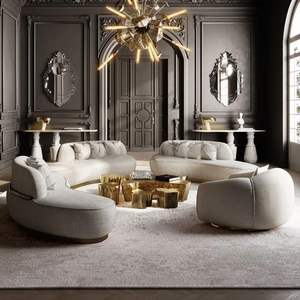 Sofá Seccional Curvo de Lujo en Oferta, Madera en Forma de L, Duradero, Ecológico, Tradicional, Mandarín Oriental, Elegante, para Sala de Estar - Product Image 1