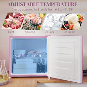 1.1 Cu.Ft Compact Upright <b>Freezer</b> <b>Mini</b> Countertop <b>Freezer</b> with Removable Shelves in Pink Color - Product Image 4