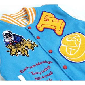 แจ็คเก็ตวาร์ซิตี้ผู้ชายสไตล์วินเทจแบบเบสบอล ปักลายเชนิลล์ แขนหนัง รับทำโลโก้ เสื้อโค้ทแฟชั่น - Product Image 4