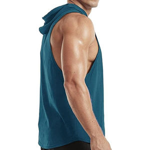 Camiseta sin mangas personalizada para gimnasio, chaleco deportivo ajustado, sudadera con capucha sin mangas, sudaderas con capucha básicas de mezcla de algodón - Product Image 6