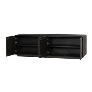 Mueble de TV Moderno Minimalista de Madera Maciza con 4 Puertas de Almacenamiento, Mueble de Salón para Televisores de 65 Pulgadas o Más - Product Image 3