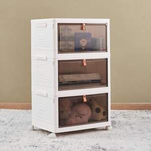 ตู้เก็บของแบบพับได้ 3 ชั้น พร้อมฝาปิดและล้อเลื่อน - Product Image 1