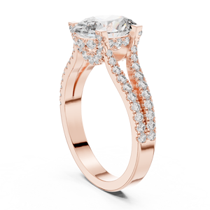 2 Carat Oval Cut Lab Created Moissanite Art Deco Engagement <b>Ring</b> Yellow Gold Over Stainless Steel-<b>Split</b> Shank Pav Band - Product Image 3