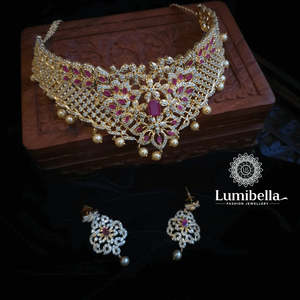 Fashion Jewelry Set One Gram Gold <b>Ruby</b> Choker <b>Necklace</b> - Product Image 1
