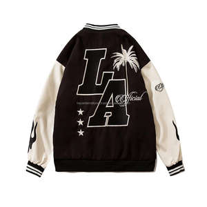 Chaqueta Vintage de fieltro con letras bordadas para hombre y mujer, chaqueta de béisbol para Universidad - Product Image 3