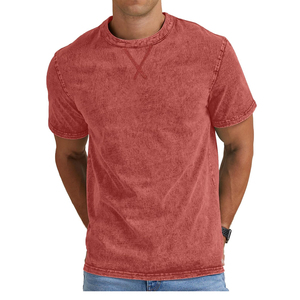 Camiseta de Manga Corta para Hombre, Cuello Redondo, Color Rojo, Corte Holgado, Color Sólido, Informal, Tejido de Poliéster, Logotipo Frontal, Transpirable, Ecológica - Product Image 1