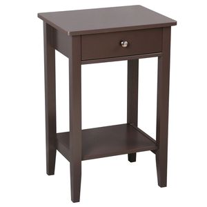 Comodino e Tavolino da Caffè 2-in-1 in Legno Massello Moderno e Lussuoso con Cassetto per Casa e Soggiorno - Product Image 1