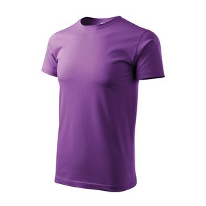 Camiseta de algodón morada para hombre, manga corta, cuello redondo, corte regular, informal, color liso, tejido de punto, teñido liso, camiseta para correr - Product Image 3
