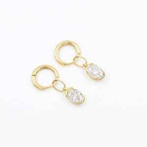Oval Moissanite <b>Charms</b> 7x5mm 14k Solid Dangles Huggie <b>Hoops</b> Necklace Bracelet Belly Ring April Birthstone Jewelry - Product Image 4
