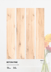 กระเบื้องปูพื้นพอร์ซเลนเคลือบผิวลายไม้สีเบจอ่อน ขนาด 200x1200 มม. รุ่นเบตันไพน์ ผิวแบบเจาะรู กันลื่น ลายไม้ - Product Image 2