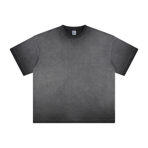 T-shirt oversize streetwear pour homme, gris délavé, motif graphique, style vintage, hip-hop, décontracté, coupe ample, en coton - Product Image 4