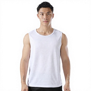 Patch House <b>Men</b> <b>White</b> Sleeveless O-Neck Knitted <b>Tank</b> <b>Top</b> Solid Casual Style - Product Image 5