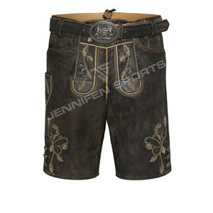 Pantalones Cortos de Cuero Genuino Bávaro para Hombre, Estilo Antiguo, Lederhosen Tradicional Alemán, Color Sólido, Casual, de la Mejor Calidad - Product Image 1