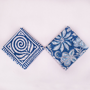 Foulard carré en coton bleu à motif géométrique, décontracté et multifonctionnel, pour la tête et le cou, vente en gros - Product Image 4